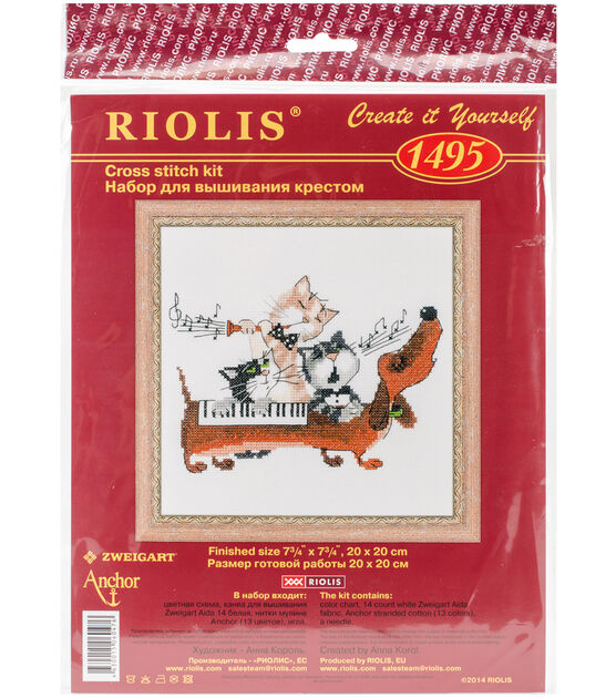 RIOLIS 8" Dachshund Blues Counted Cross Stitch Kit