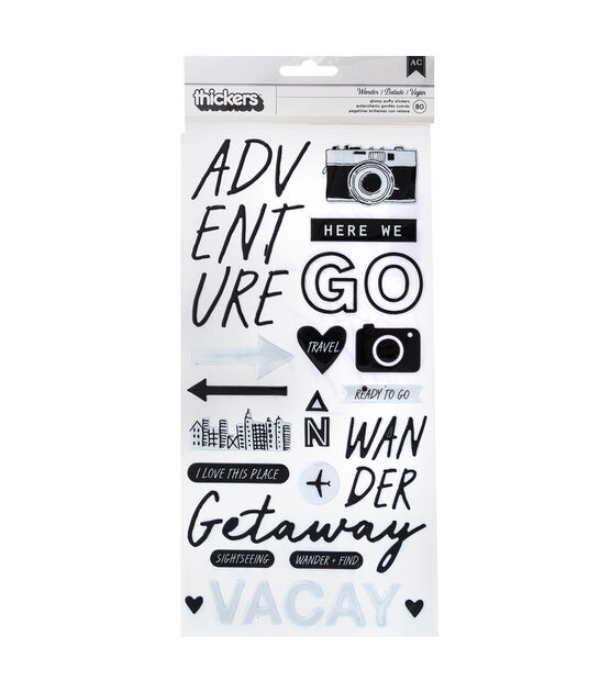 American Crafts Thicker Stickers Travel Words