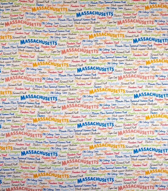 Massachusetts Cotton Fabric Words, , hi-res, image 2