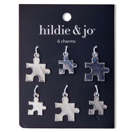 12mm x 5mm Silver Puzzle Charms 6ct by hildie & jo