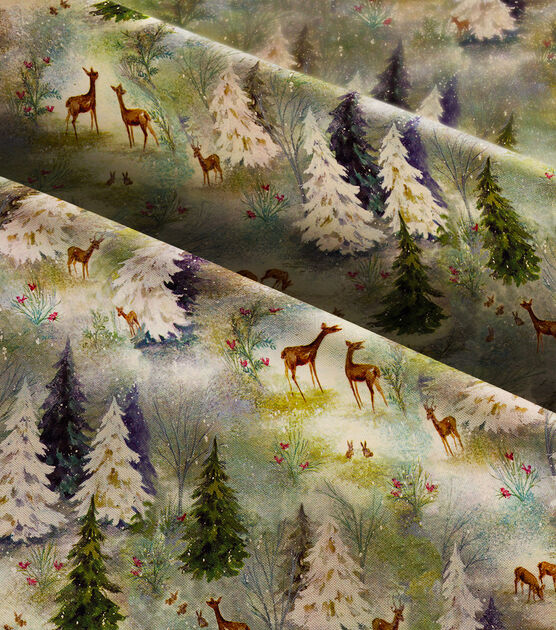 Springs Creative Vintage Forest Christmas Glitter Cotton Fabric, , hi-res, image 3