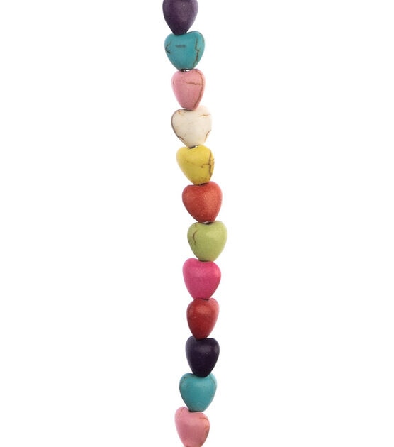 7" Multicolor Howlite Stone Heart Strung Beads by hildie & jo, , hi-res, image 2