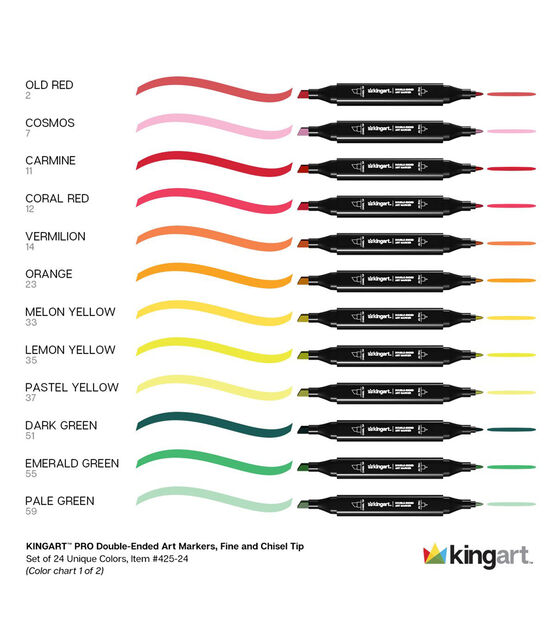 KINGART Pro Double Ended Artist Sketch Markers, Chisel & Fine 24 Colors, , hi-res, image 2