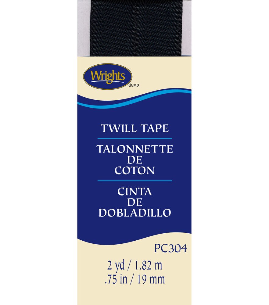 Wrights 3/4" x 3yd Polyester Twill Tape, Black, swatch