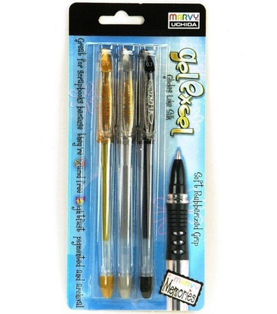 Marvy Uchida 3ct Silver & Black Gel Pens
