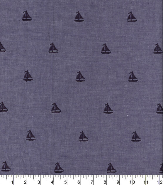 POP! Sailboat Embroidered Chambray Everyday Kids Fabric, , hi-res, image 2