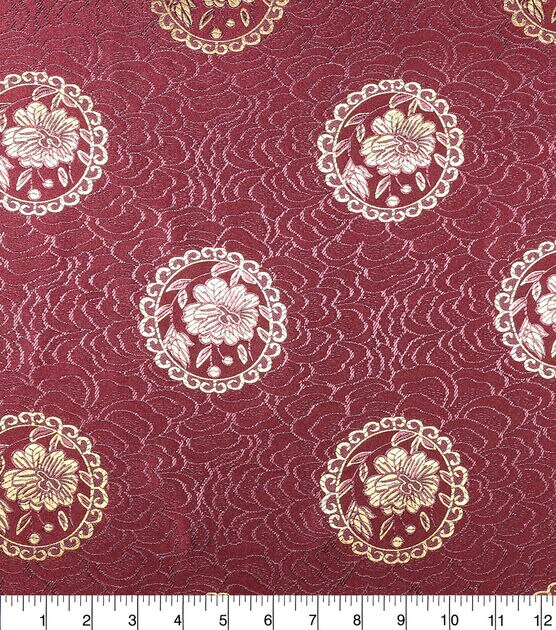 Floral Medallion Fabric Tawny Port, , hi-res, image 1