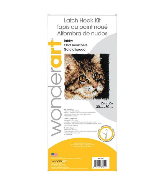 Wonderart Latch Hook Kit 12"X12" Tabby