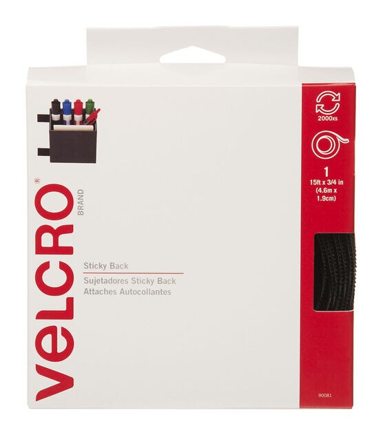 Velcro Sticky Back Tape, 3/4 inch x 15', Clear