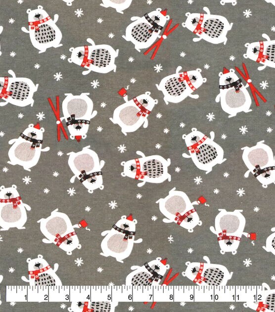 Winter Bear With Scarf Super Snuggle Christmas Flannel Fabric