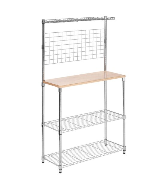 Honey Can Do 36" x 61" Chrome 4 Tier Baker's Rack With Grid Storage, , hi-res, image 7