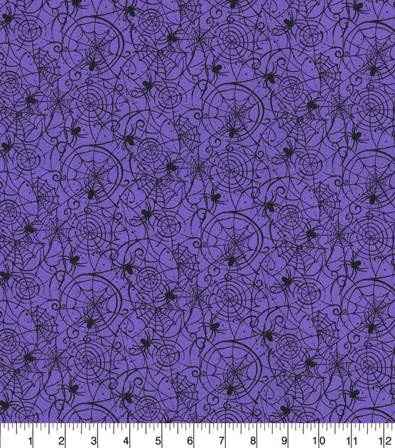 Fabric Traditions Bewitched Spider Web Purple Halloween Cotton Fabric