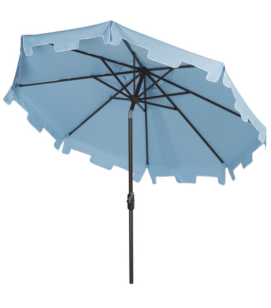 Safavieh 9' Zimmerman French Blue Crank Push Button Tilt Patio Umbrella, , hi-res, image 6