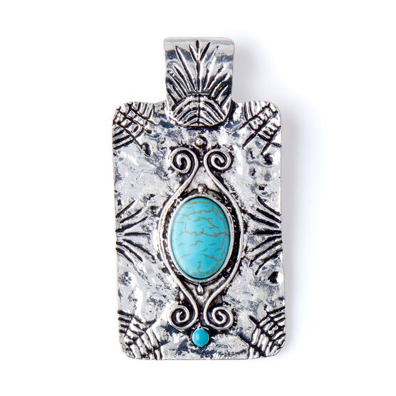 Rectangular Pendant With Turquoise Stone by hildie & jo, , hi-res, image 2