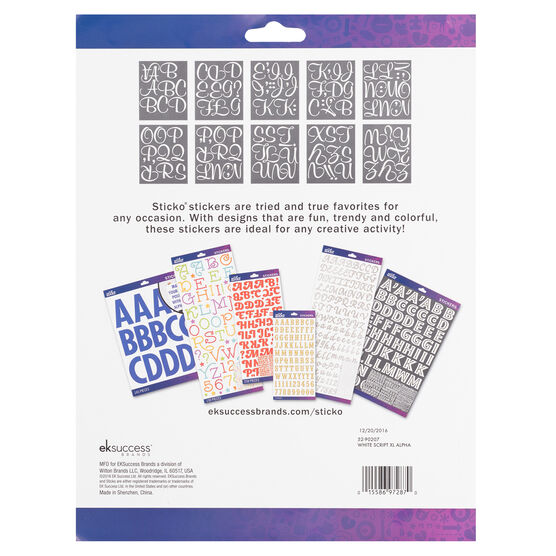 Sticko 121 Pack Script X Large Alphabet Stickers White, , hi-res, image 3