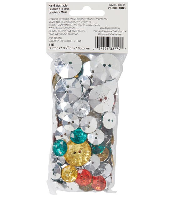 Favorite Findings 115ct Christmas Multicolor Metallic Gem Buttons, , hi-res, image 2