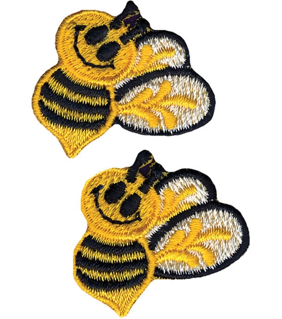 Wrights 1" x 1.5" Bumble Bees Iron On Patches 2pk