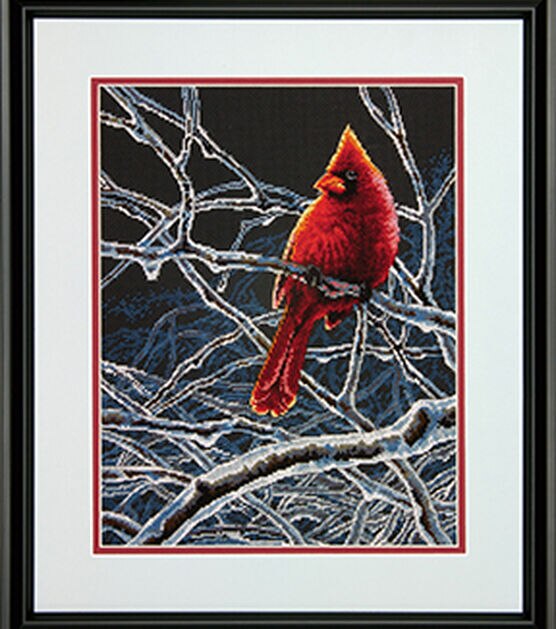 Dimensions 11" x 14" Ice Cardinal Counted Cross Stitch Kit