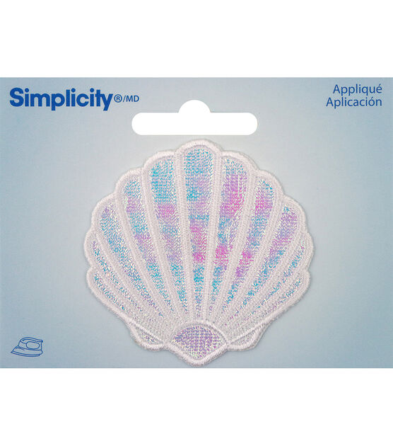 Simplicity 2" Iridescent White Clam Shell Iron On Patch