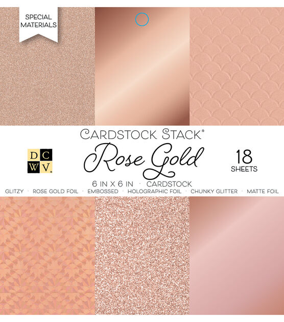 DCWV 18 Sheet 6" x 6" Rose Gold Cardstock Pack