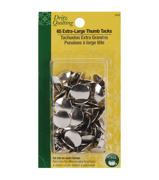 Dritz Quilter's Extra-Large Thumb Tacks, 65 pc, Silver