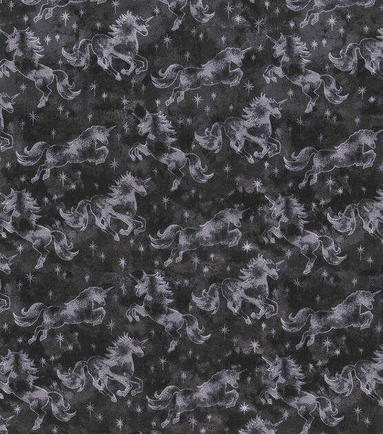 Fabric Traditions Sundrenched Unicorn Black Novelty Cotton Fabric