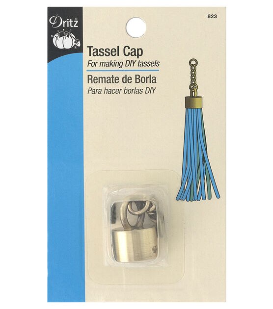 Dritz Tassel Cap with Chain for DIY Tassels, Antique Brass