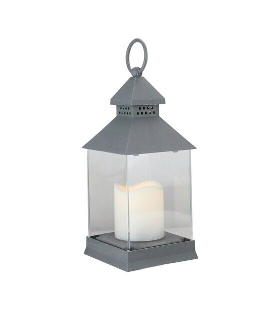 Northlight 9.5" Gray Candle Lantern with Flameless LED Candle, , hi-res, image 2