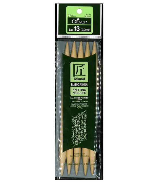 Clover 7" Bamboo 13/9mm Double Point Knitting Needle Set 5ct