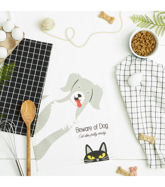 Design Imports Beware of Dog & Cat Kitchen Towel Set, , hi-res, image 7
