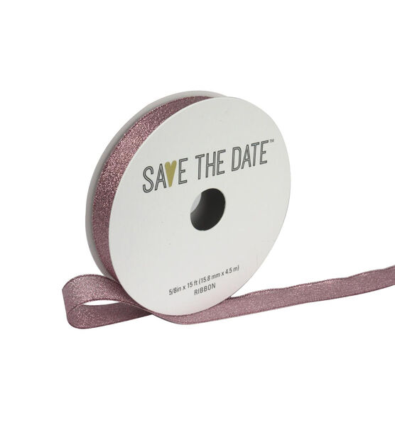 Save the Date 5/8" x 15' Metallic Rose Gold Ribbon