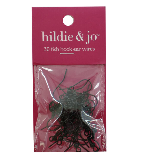 30pk Black Metal Ball Fish Hook Ear Wires by hildie & jo