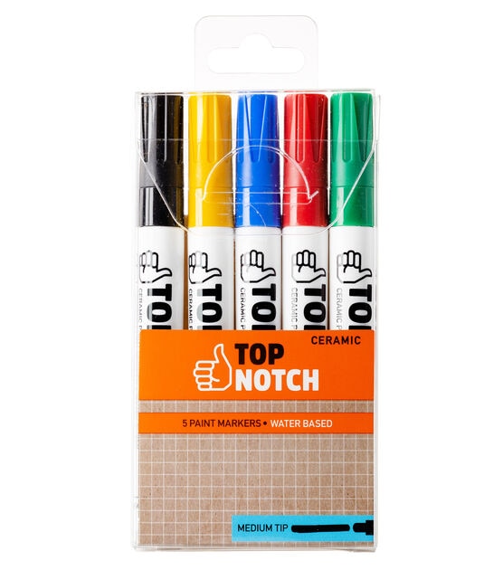 5ct Medium Tip Water Based Ceramic Paint Markers by Top Notch
