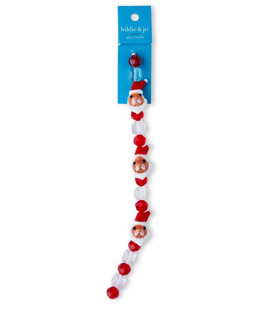 7" Christmas Red Santa Claus Glass Strung Beads by hildie & jo