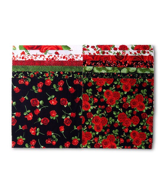 18 x 22 Hi Fashion Batik Red Rose Garden Cotton Fabric Squares