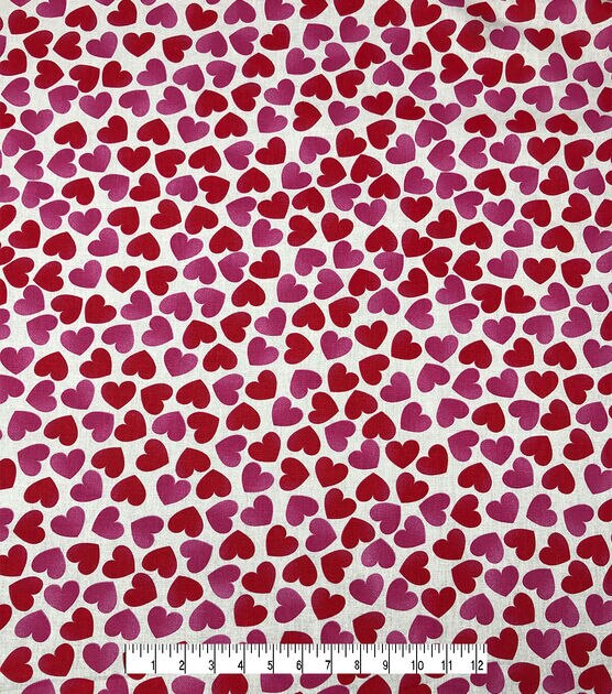 Heart Fabric, Valentine Fabric, Tossed Hearts, Cotton or Fleece, 3527 -  Beautiful Quilt