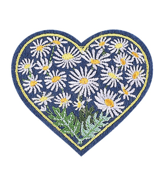3" Daisies on Heart Iron On Patch by hildie & jo, , hi-res, image 2