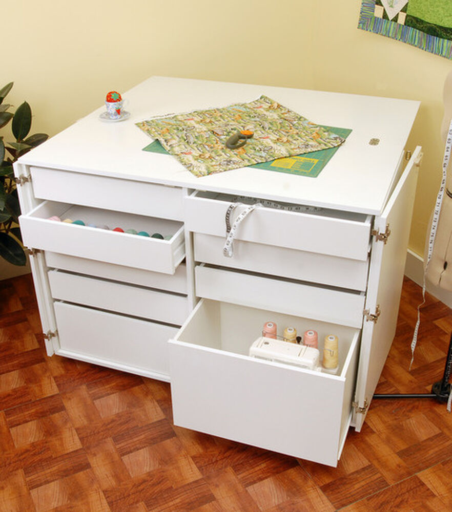 Kangaroo Kabinets Dingo Storage Cabinet and Cutting Table, White, swatch, image 1