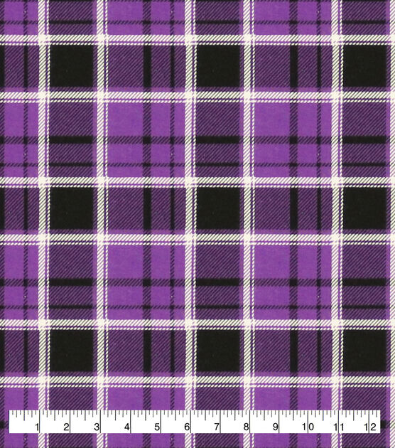 Purple and Black Plaid Super Snuggle Flannel Fabric