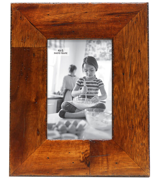 BP 4" x 6" Distressed Walnut Wood Mission Tabletop Picture Frame