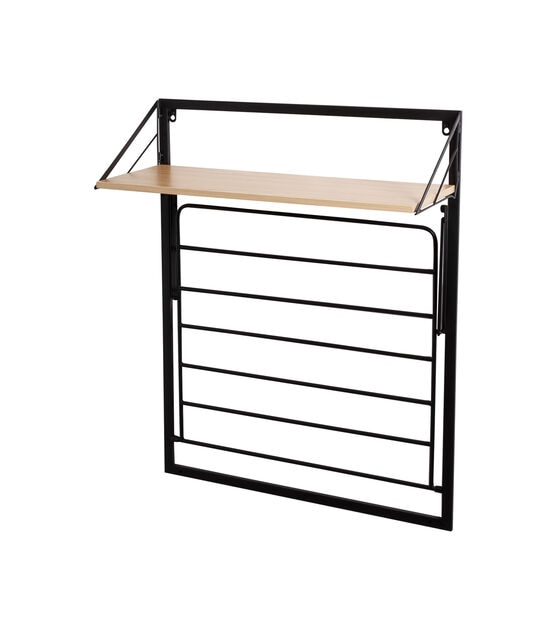 Honey Can Do 24" x 31" Black Wall Mounted Drying Rack With Shelf, , hi-res, image 8
