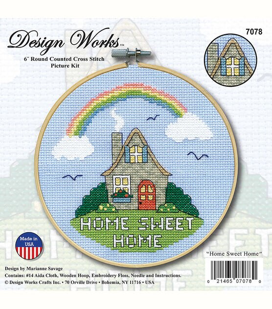 Design Works 6" Home Sweet Home Round Counted Cross Stitch Kit, , hi-res, image 3