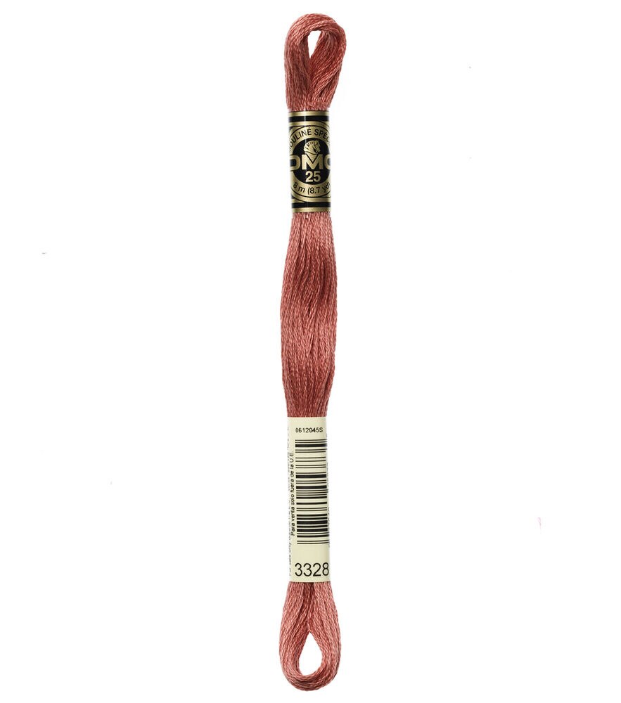 DMC 8.7yd Pink 6 Strand Cotton Embroidery Floss, 3328 Dark Salmon, swatch, image 17