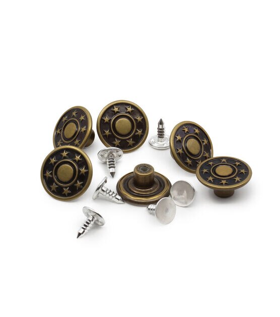 Dritz Jean Buttons, 6 pc, Antique brass, , hi-res, image 3