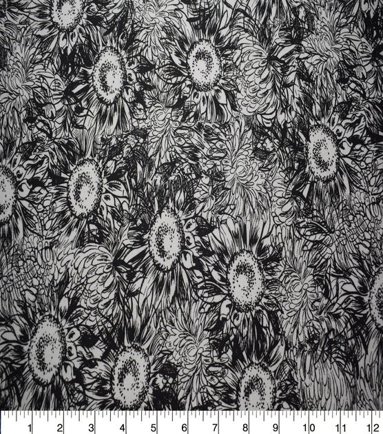 Black Sketched Sunflowers Quilt Cotton Fabric by Quilter's Showcase, , hi-res, image 2