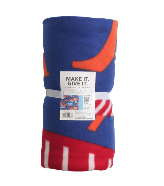 48" Wide Construction No Sew Fleece Blanket, , hi-res, image 2