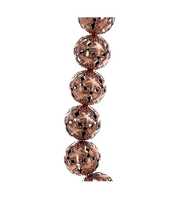 12" Copper Filigree Cutout Round Metal Strung Beads by hildie & jo, , hi-res, image 2