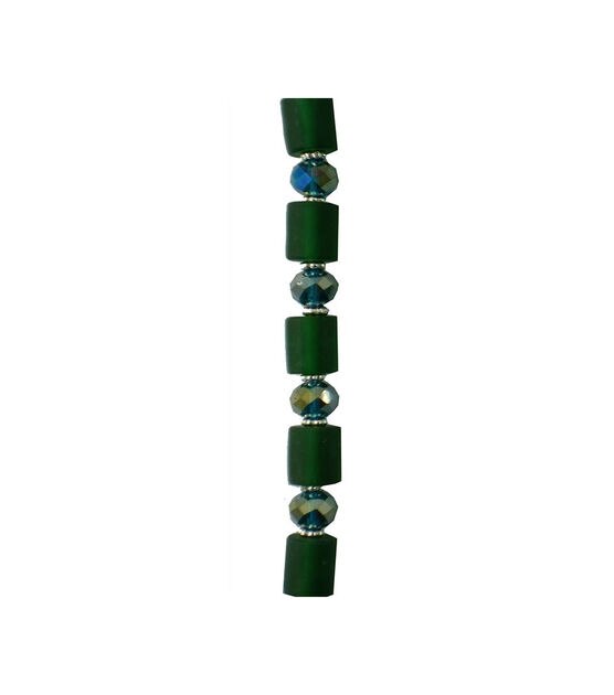 7" Dark Green Rectangle & Round Strung Beads by hildie & jo, , hi-res, image 2