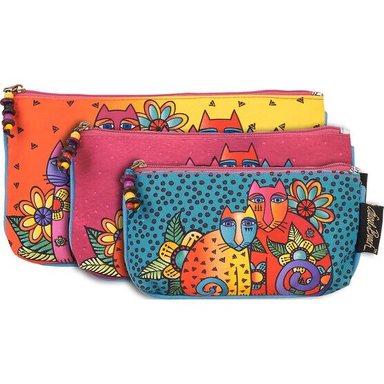 Laurel Burch Feline Clan Cosmetic Bag Set of 3