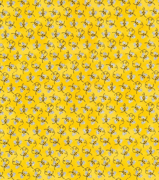 Fabric Traditions  Mini Bees Novelty Glitter Cotton Fabric